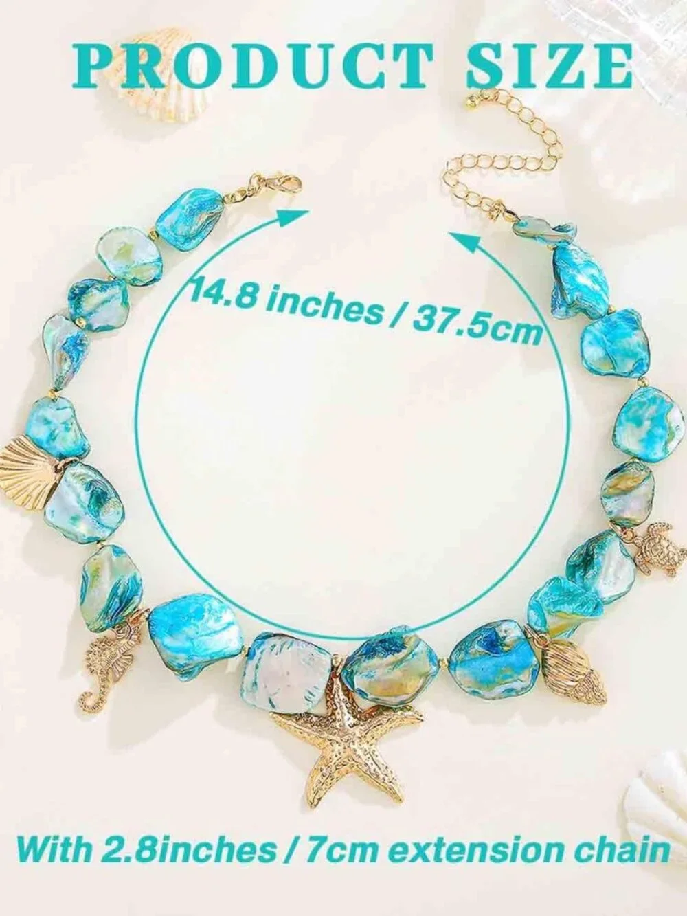 Starfish Shell Necklace Gold Seashell Pendant Necklaces Summer Charm Trendy Chok - Picture 5 of 7